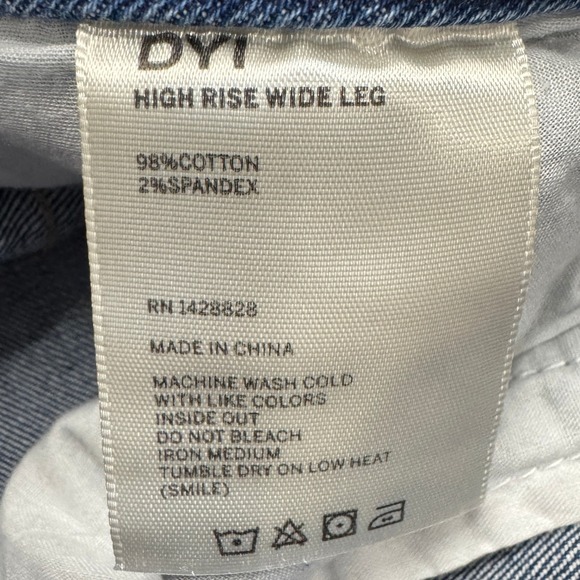 Define Your Inspiration DYI Womens High Rise Wide Leg Jeans Light Wash Denim 31 - Picture 7 of 9
